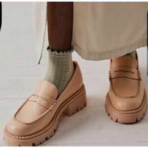 Free People Lyra Loafers Lug Sole EU 38 US 7.5 Cantaloupe Neutral Leather